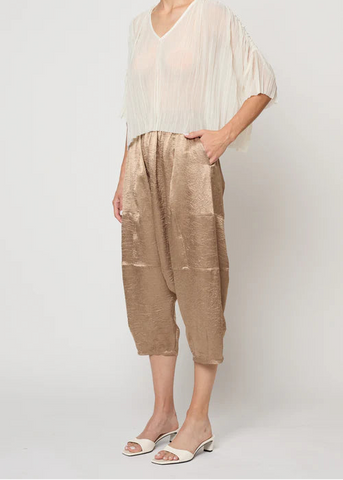 Kiko Pant in Crinkle Satin - Latte - Atelier Delphine