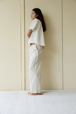 Ruffle Pant in Bone Check - Deiji Studios