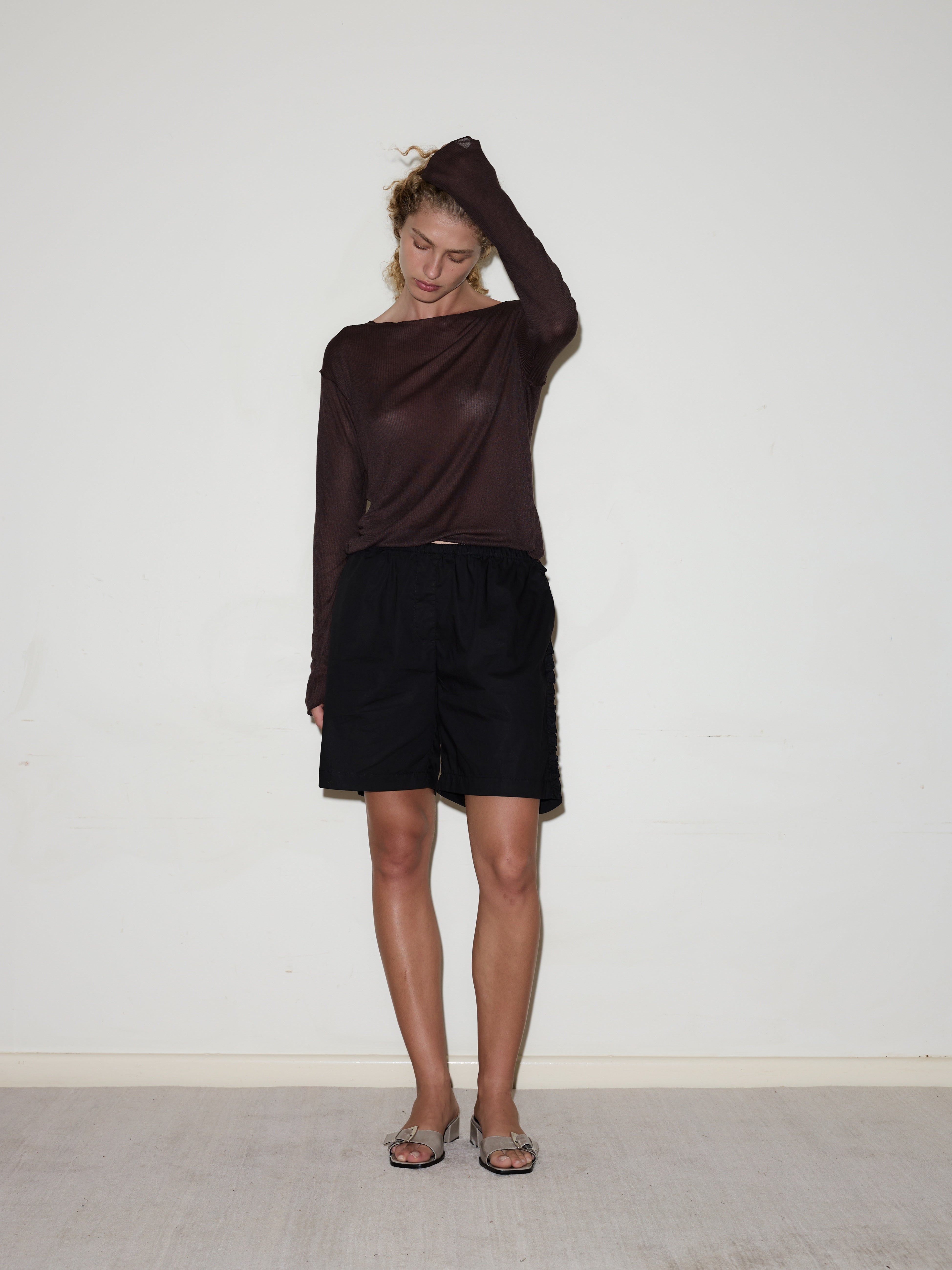 Ruffle Short in Black - Deiji Studios