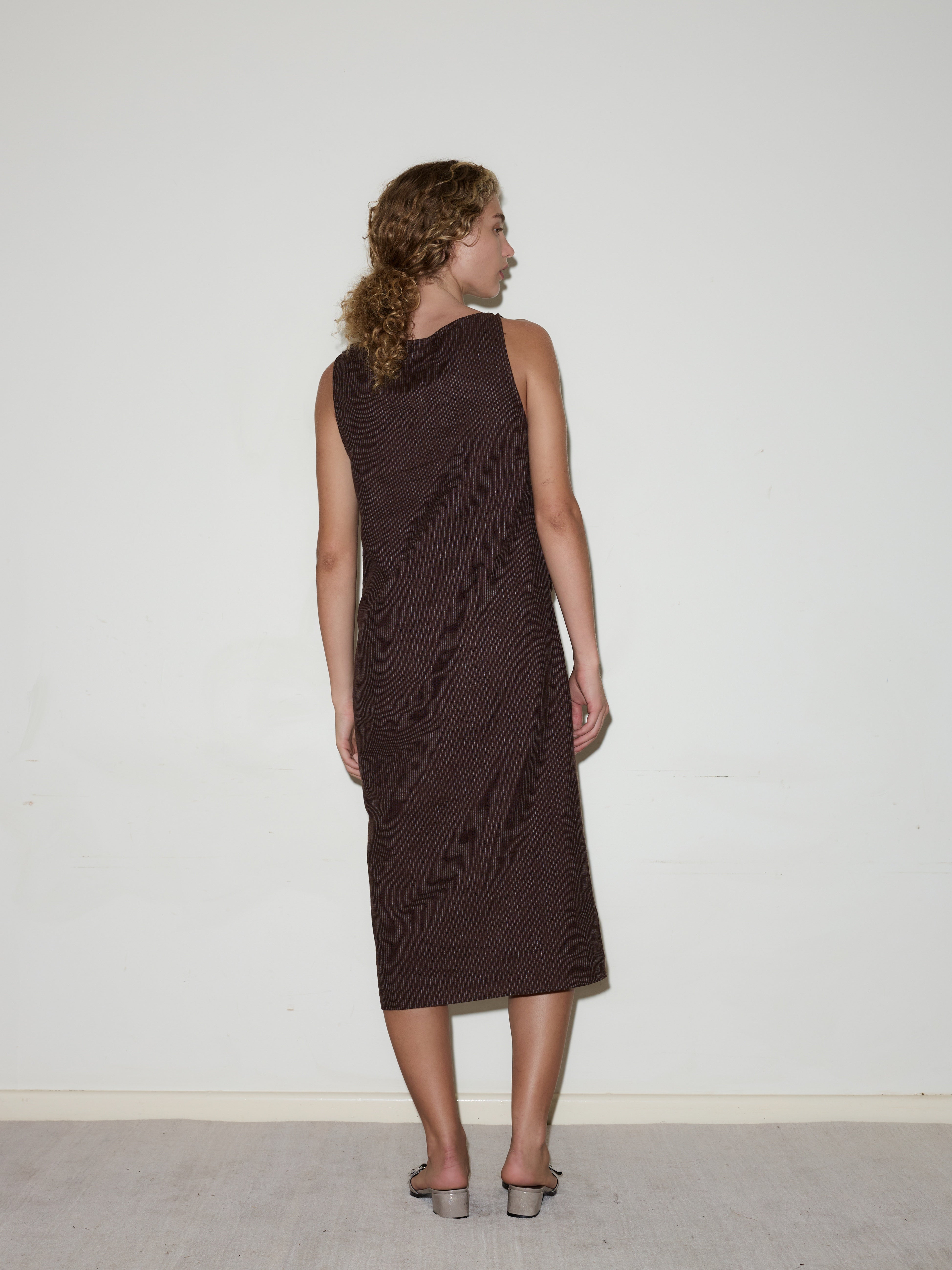 High Tie Dress in Royal Stripe - Deiji Studios