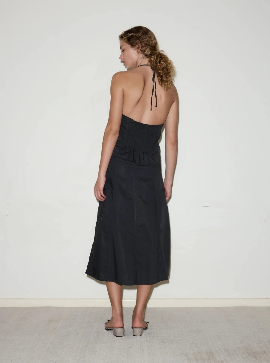 Double Lace Up Skirt in Black - Deiji Studios