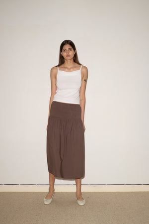 Button Skirt in Chocolate - Deiji Studios
