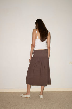 Button Skirt in Chocolate - Deiji Studios