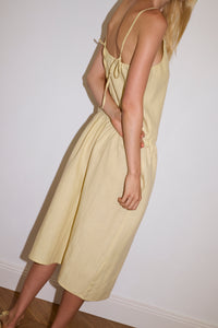 Gathered Halter Dress in Butter Yellow - Deiji Studios