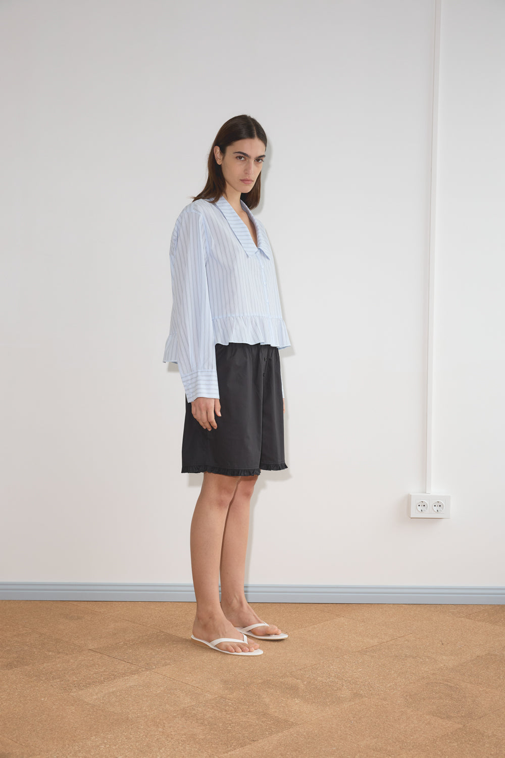 Flounce Shorts in Black - Deiji Studios