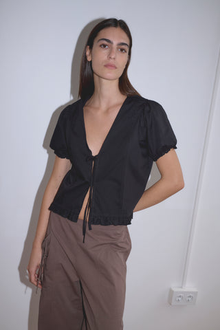 Pintuck Top in Black - Deiji Studios