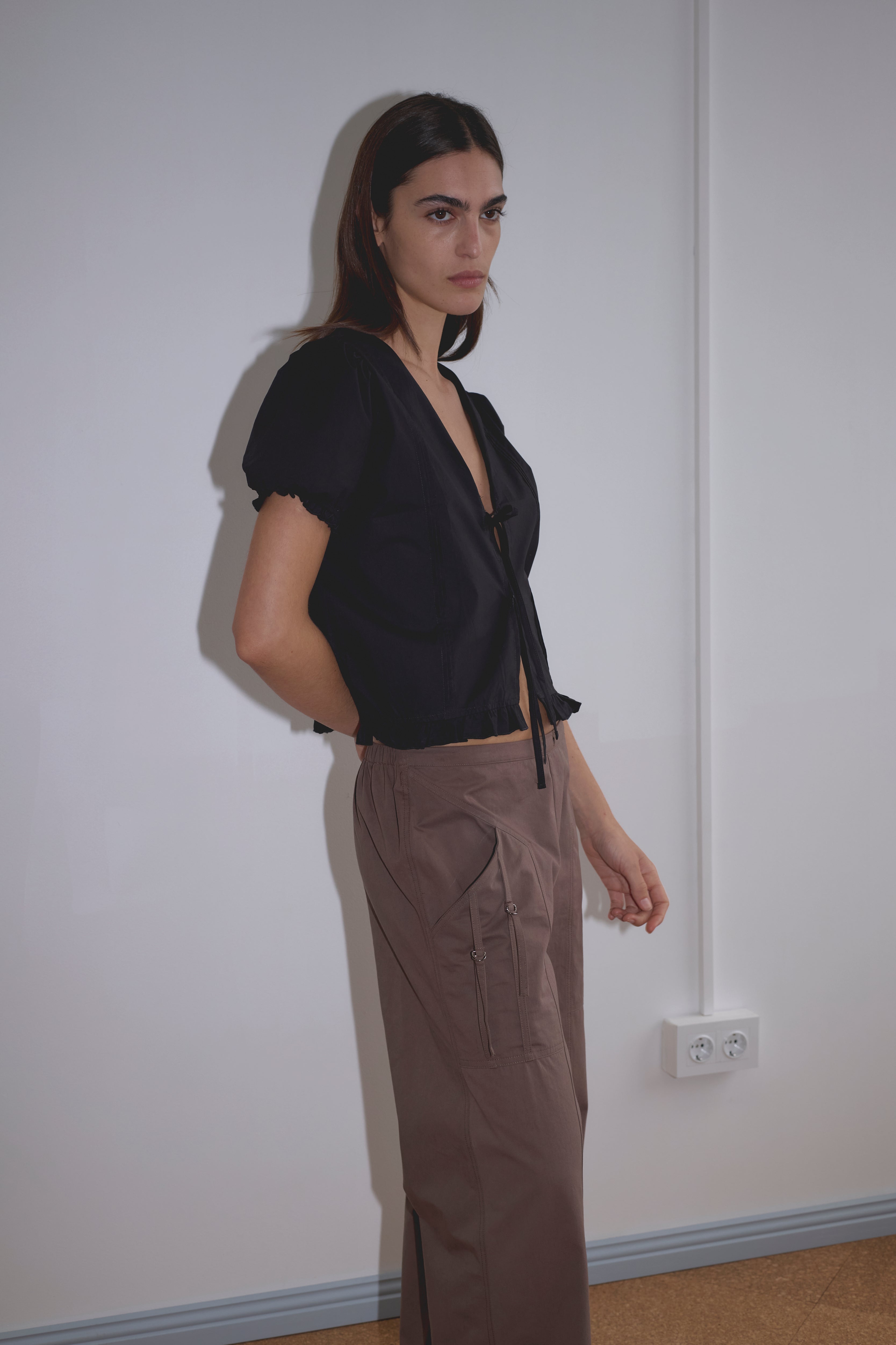 Pintuck Top in Black - Deiji Studios