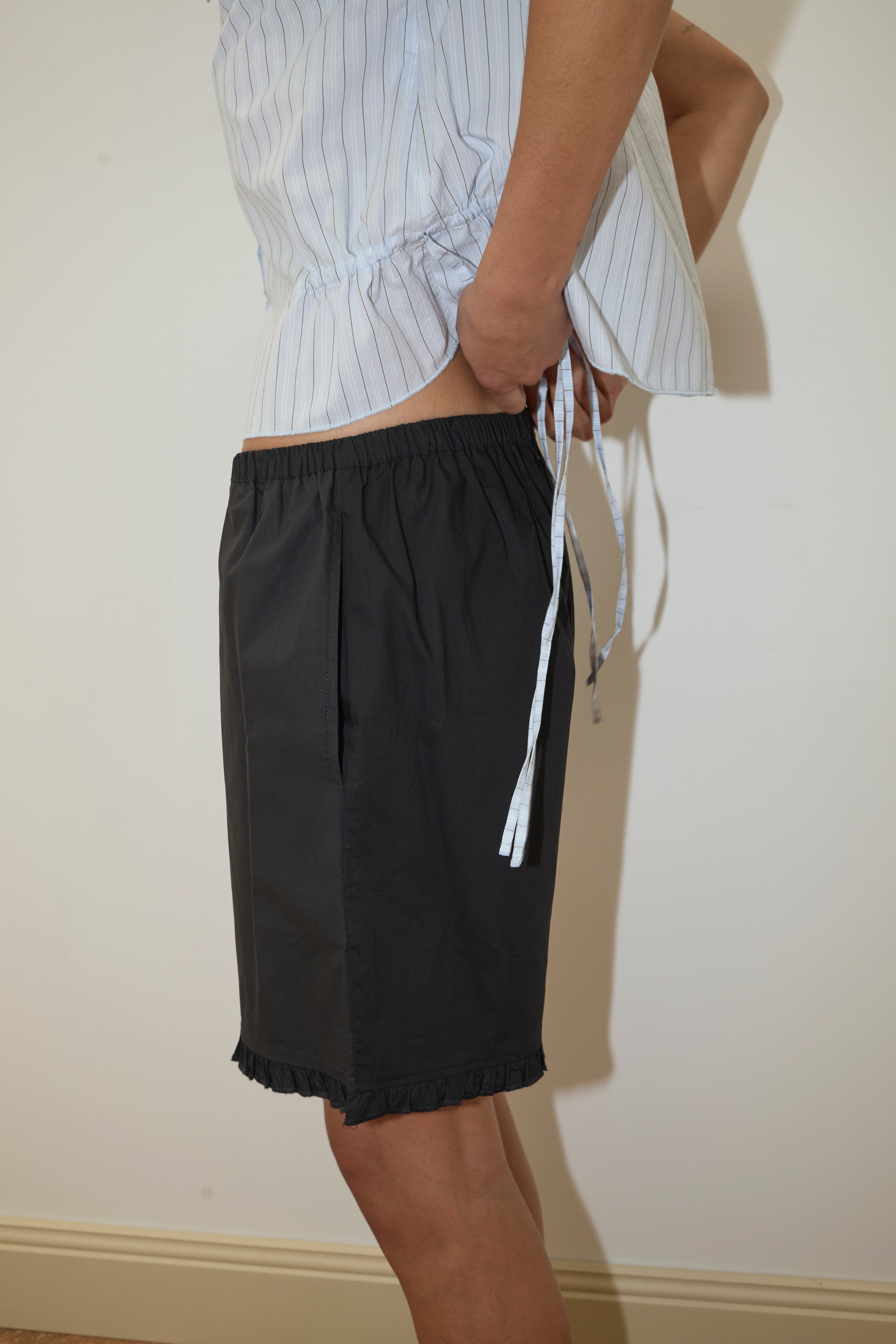 Flounce Shorts in Black - Deiji Studios