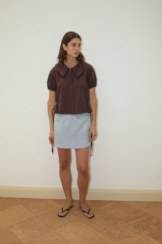 Double Collar Shirt in Umber - Deiji Studios