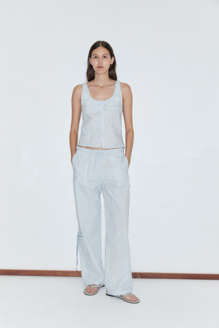 Frills Top in Mist Stripe - Deiji Studios