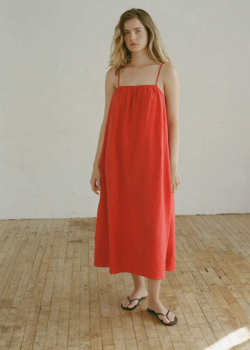 Hyeres Dress in Rouge Linen - Shaina Mote