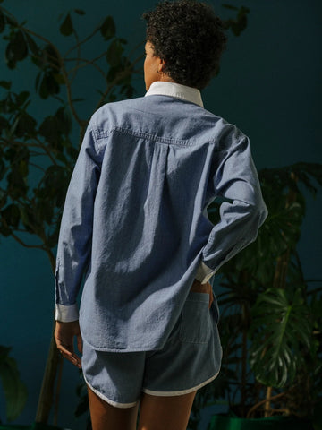 Tess Track Shorts in Chambray - Carleen
