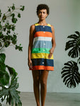 Button Front Mini Dress in Cabana Stripe - Carleen