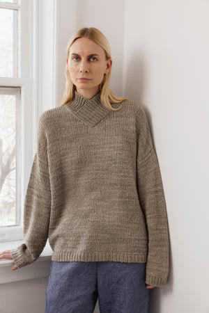 Cross Neck Pullover in Sage - Wol Hide