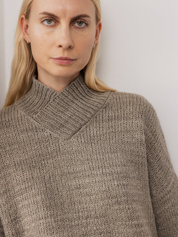 Cross Neck Pullover in Sage - Wol Hide