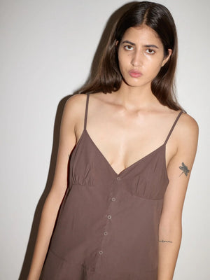Double Seam Dress in Chocolate - Deiji Studios
