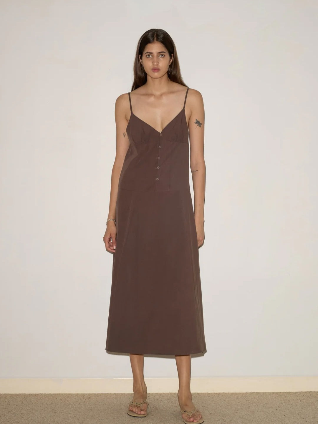 Double Seam Dress in Chocolate - Deiji Studios