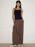 Double Layer Pant in Carob Check - Deiji Studios