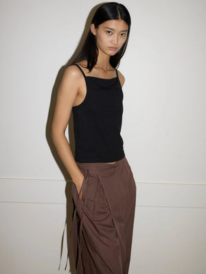 Double Layer Pant in Carob Check - Deiji Studios