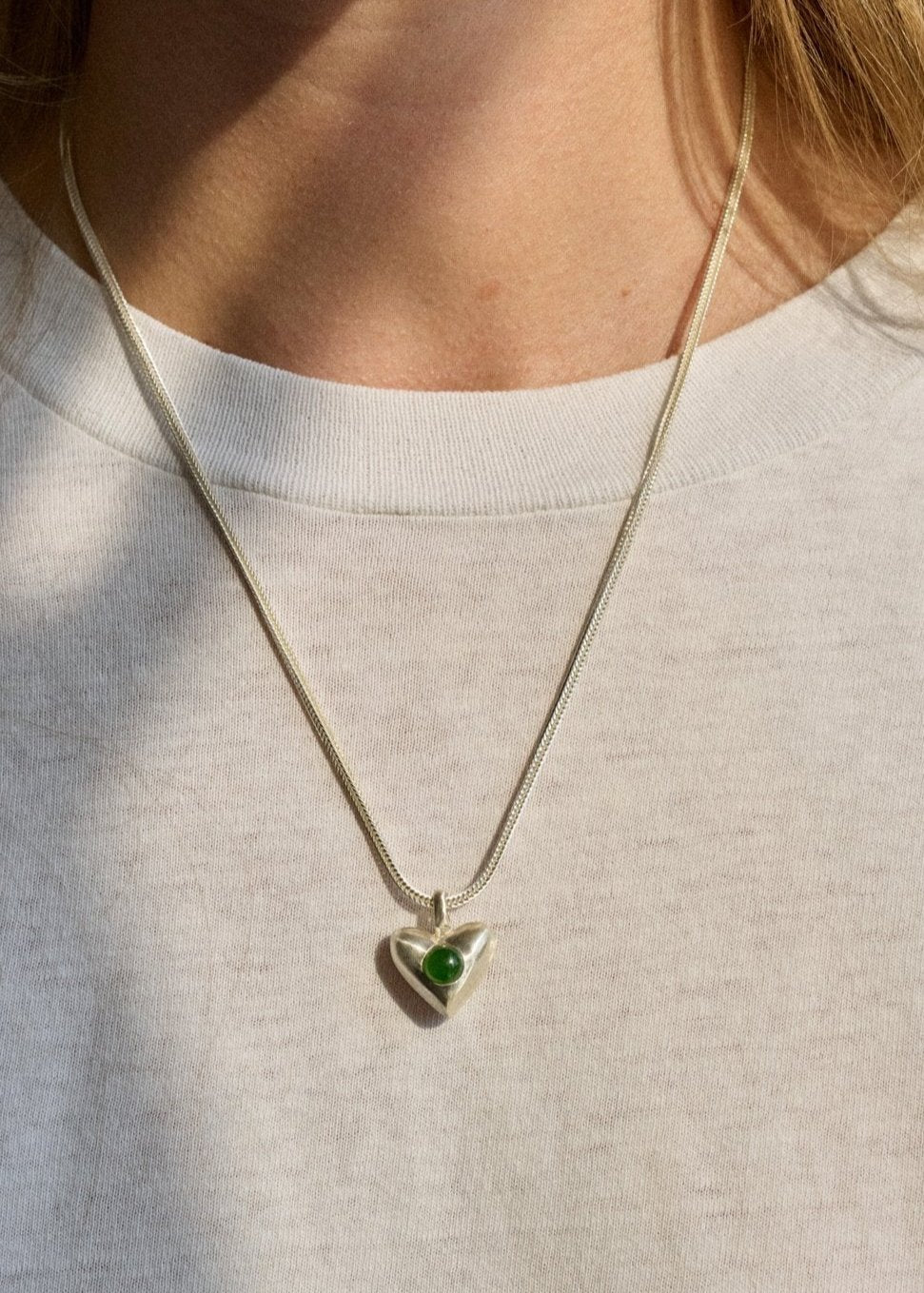 Gemstone Folk Heart Necklace