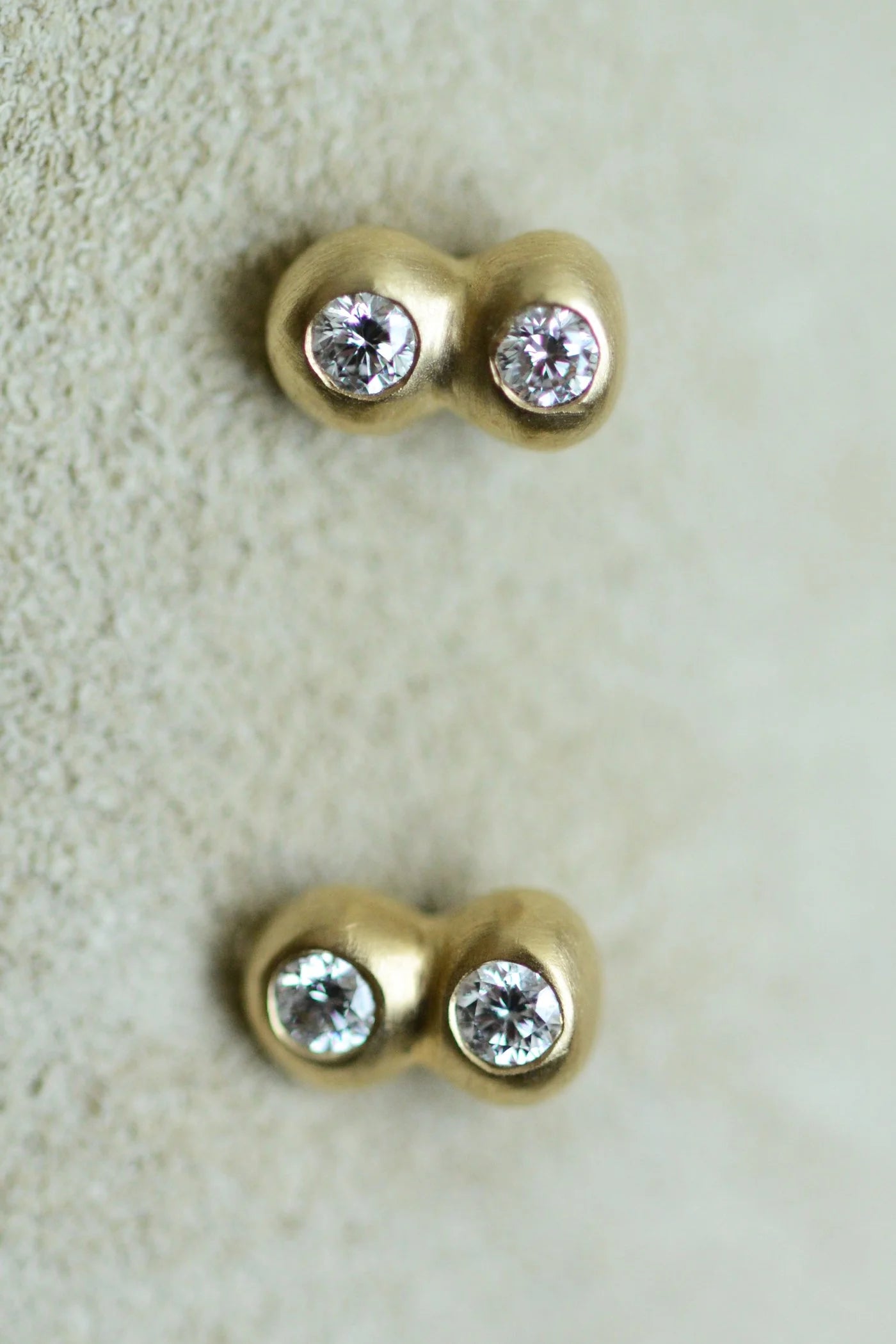 Gold Two Dots Earrings with Diamonds - Dunton Ellerkamp
