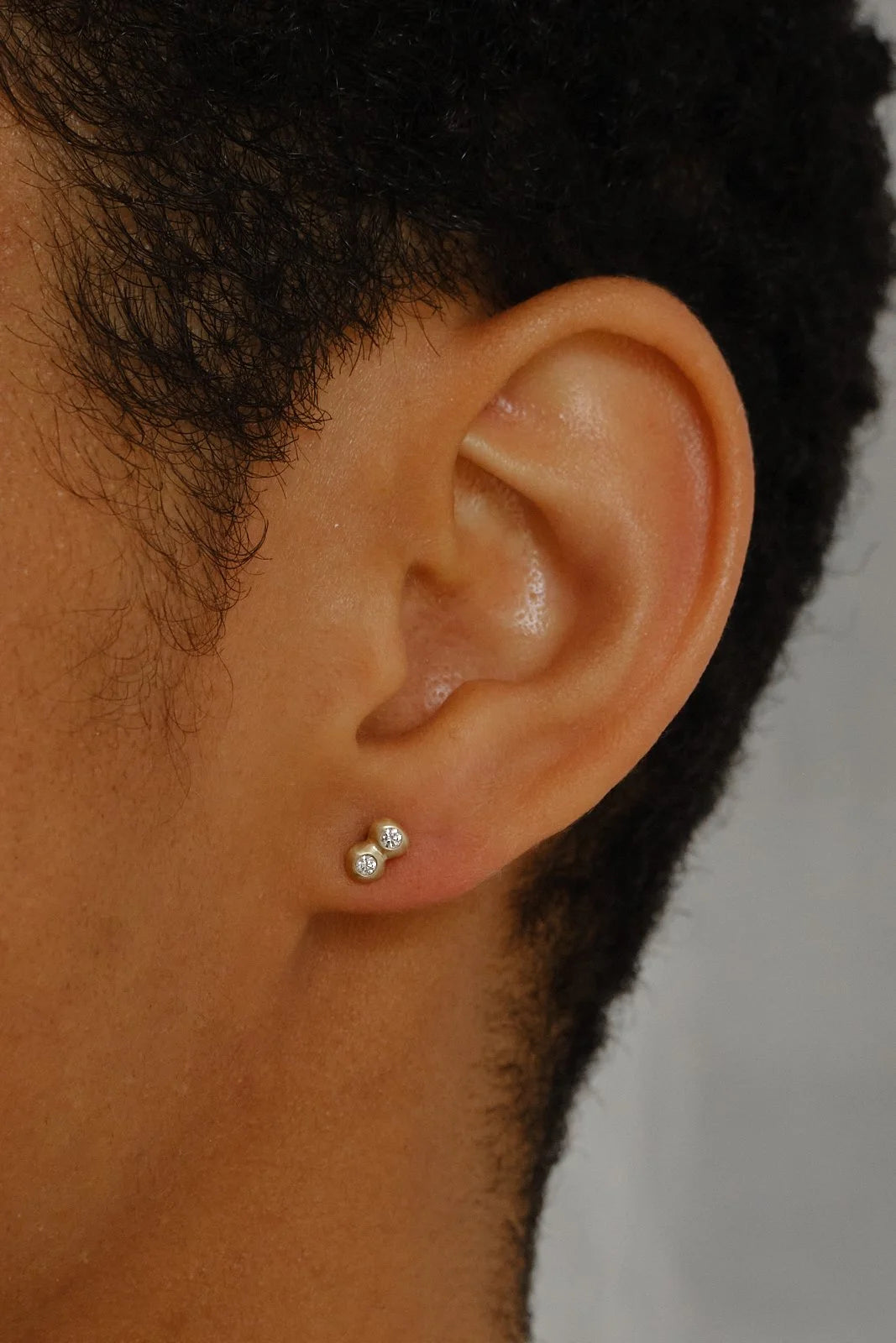 Gold Two Dots Earrings with Diamonds - Dunton Ellerkamp