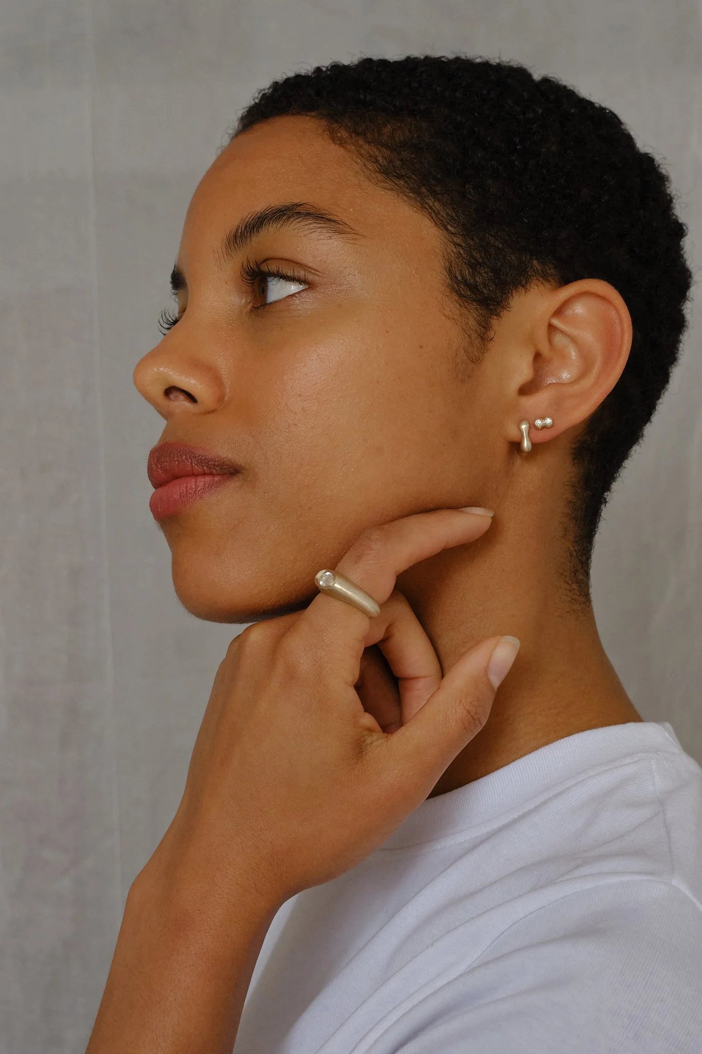 Gold Two Dots Earrings with Diamonds - Dunton Ellerkamp