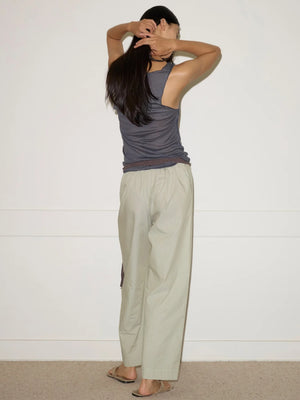 Ease Trouser in Pistachio Stripe - Deiji Studios