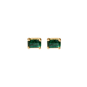 Emerald stud earrings - 14k