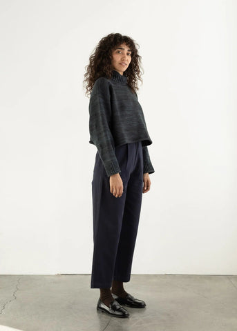 Ana Crop Trouser in Navy - First Rite