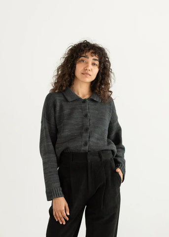 Collared Cardigan in Midnight - First Rite