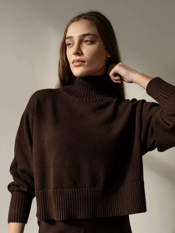 Crop Turtleneck in Walnut - First Rite