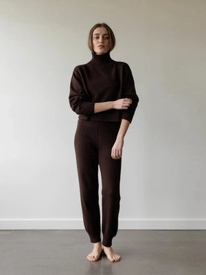 Crop Turtleneck in Walnut - First Rite