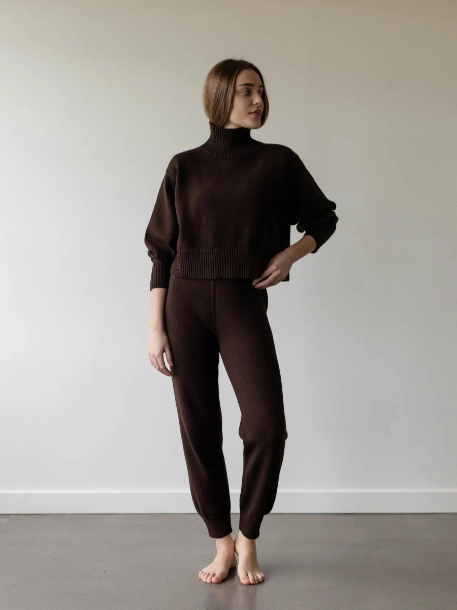 Crop Turtleneck in Walnut - First Rite