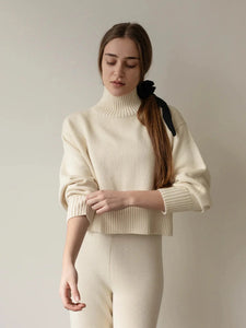 Crop Turtleneck in Ivory - First Rite