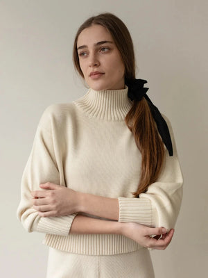 Crop Turtleneck in Ivory - First Rite