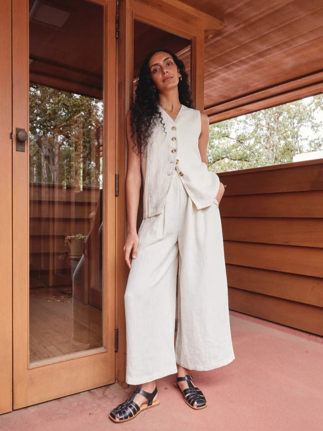 Linen Vest Tank in Salt - First Rite