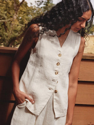 Linen Vest Tank in Salt - First Rite