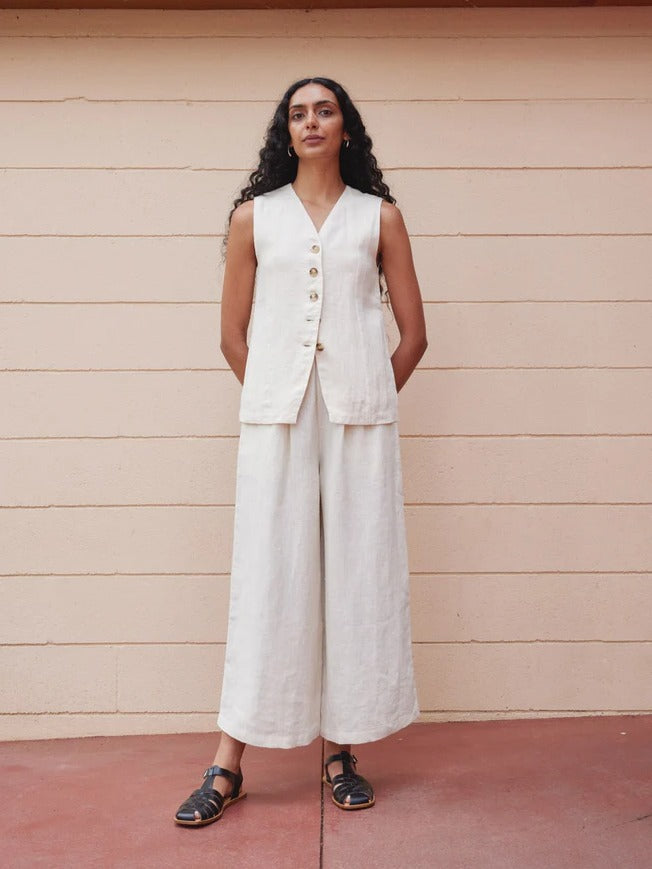 Linen Vest Tank in Salt - First Rite