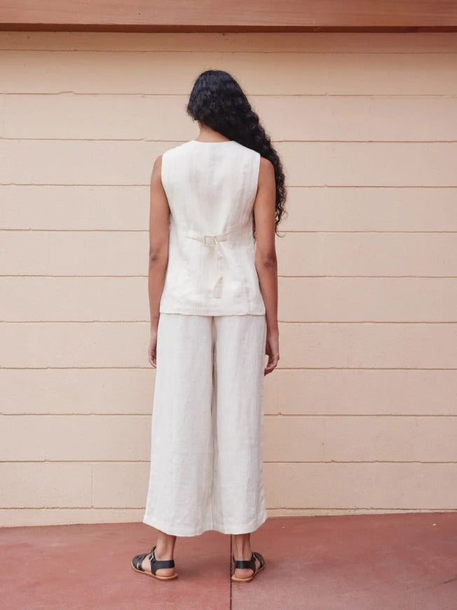 Linen Vest Tank in Salt - First Rite