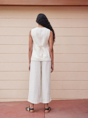 Linen Vest Tank in Salt - First Rite