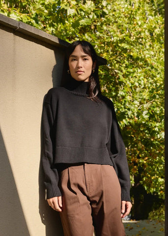 Crop Turtleneck in Black - First Rite
