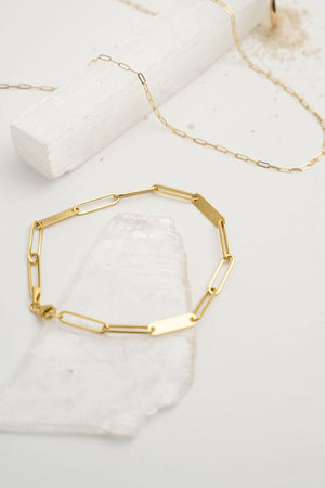 Paperclip Chain Bracelet - 14K Gold