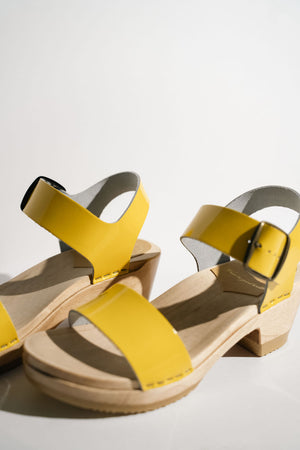 Two Strap Clog in Yellow Patent - No. 6