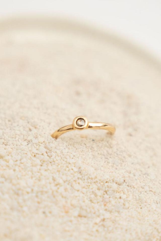 Diamond Droplet Ring - 14K Gold