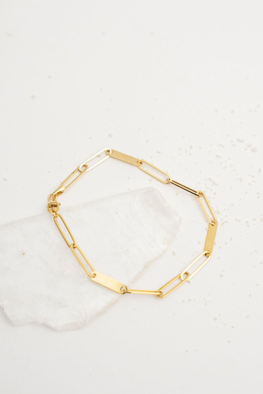 Paperclip Chain Bracelet - 14K Gold