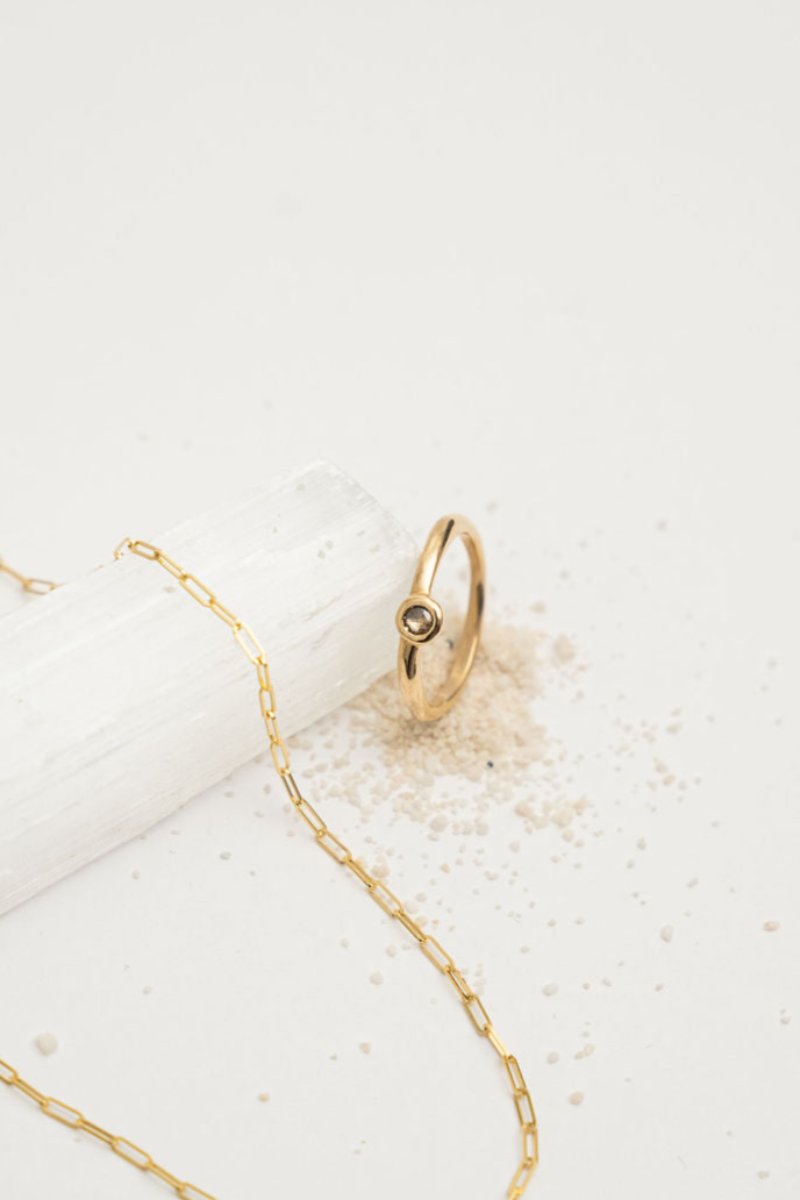 Diamond Droplet Ring - 14K Gold