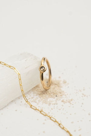 Diamond Droplet Ring - 14K Gold