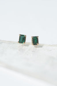 Emerald stud earrings - 14k