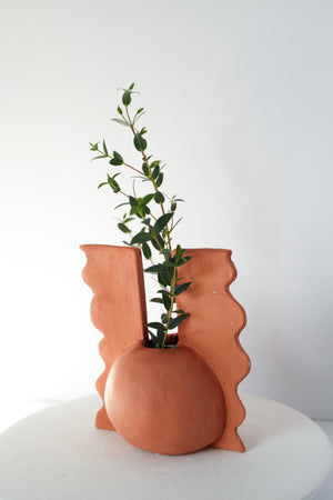 Terracotta Squiggle Vase